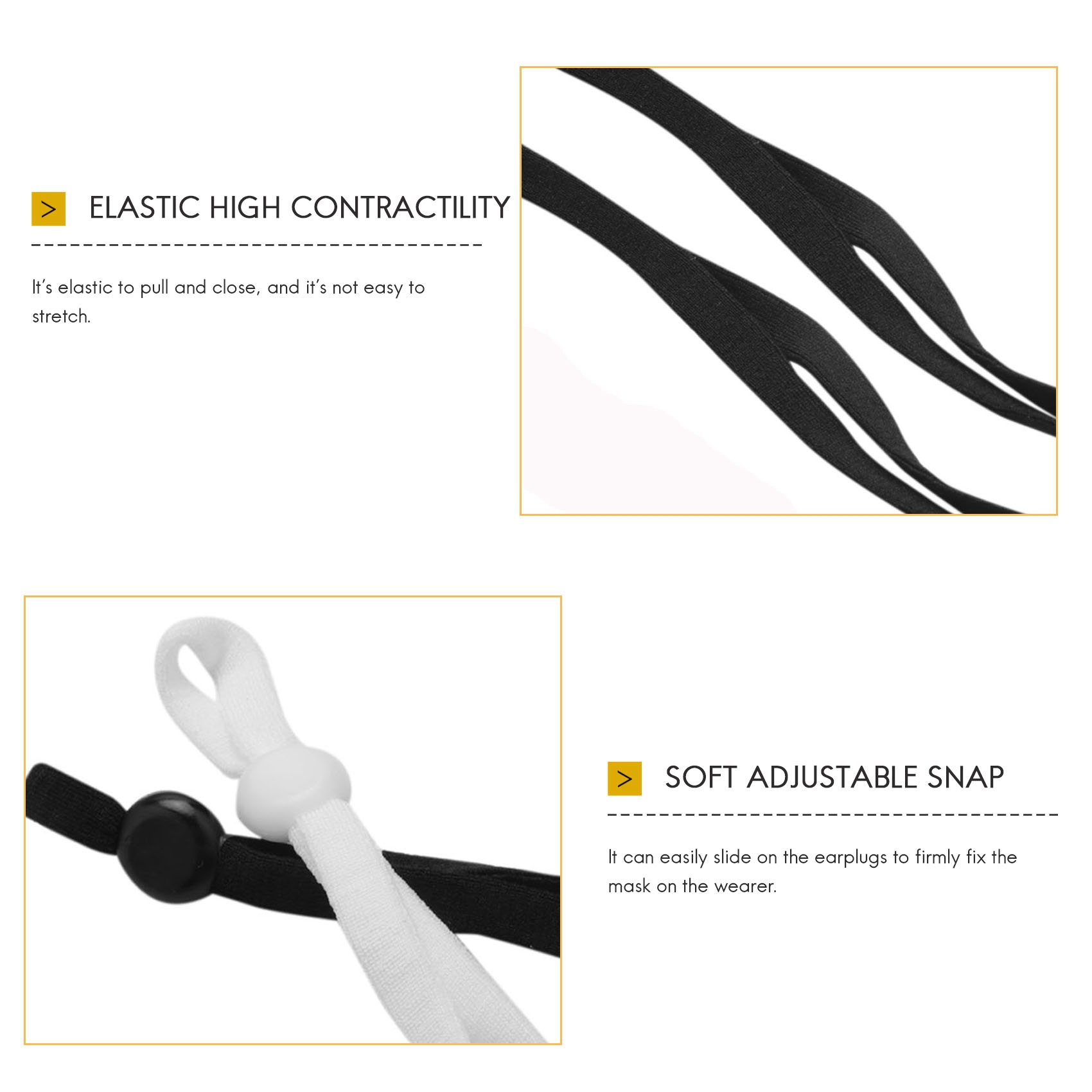 Mask Lanyard Adjustable - A27F-2000 個縫製弾性バンドコード調節可能なバックル付き伸縮性マスクイヤーループストラップイヤーマフロープ DIY 作成用品