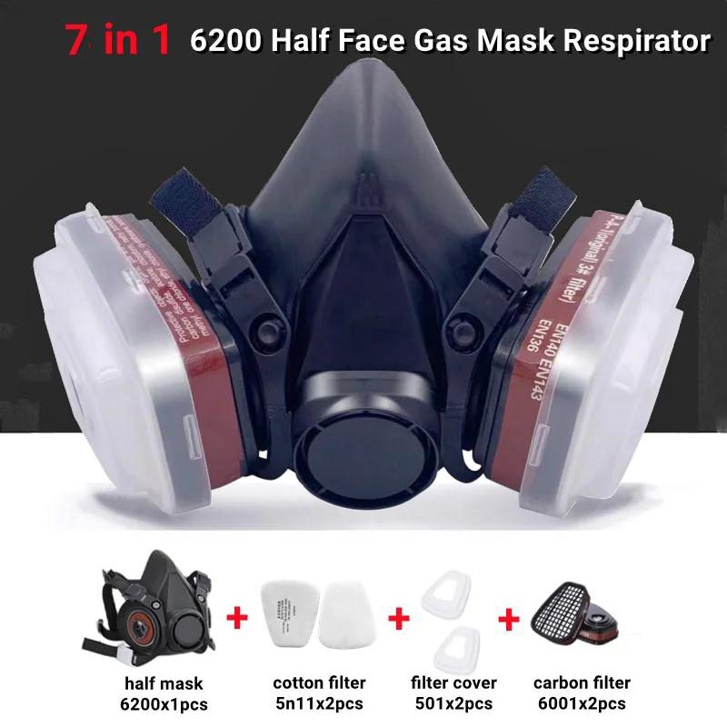 Dust Mask Construction - 防塵防毒マスク防曇安全ゴーグル 6200 黒ハーフフェイスガスマスクエポキシ樹脂塗装スプレー研磨作業安全