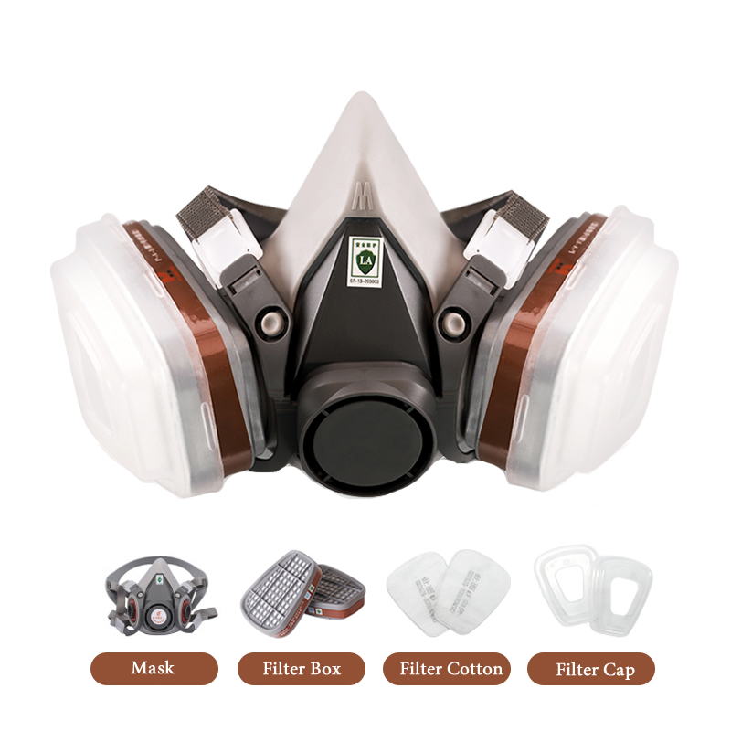 Dust Mask Construction - ハーフフェイス6200ガスレスピレーター,デュアルフィルターボックス,有機蒸発マスク,塗装研磨,作業保護