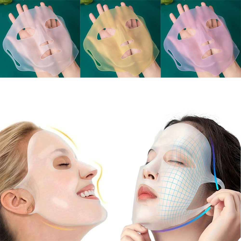 Silicone Mask Bracket - 再利用可能なシリコンフェイスマスクホルダー耳掛けデザイン3D保湿フェイシャルマスクカバー抗しわ補助マスク