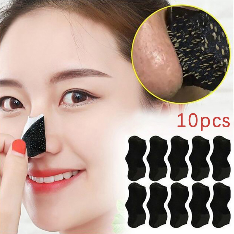 Black Face Mask Pack - 10枚入り 男女兼用 黒ずみ除去マスク 鼻パック 毛穴ケア 黒ずみ除去シール