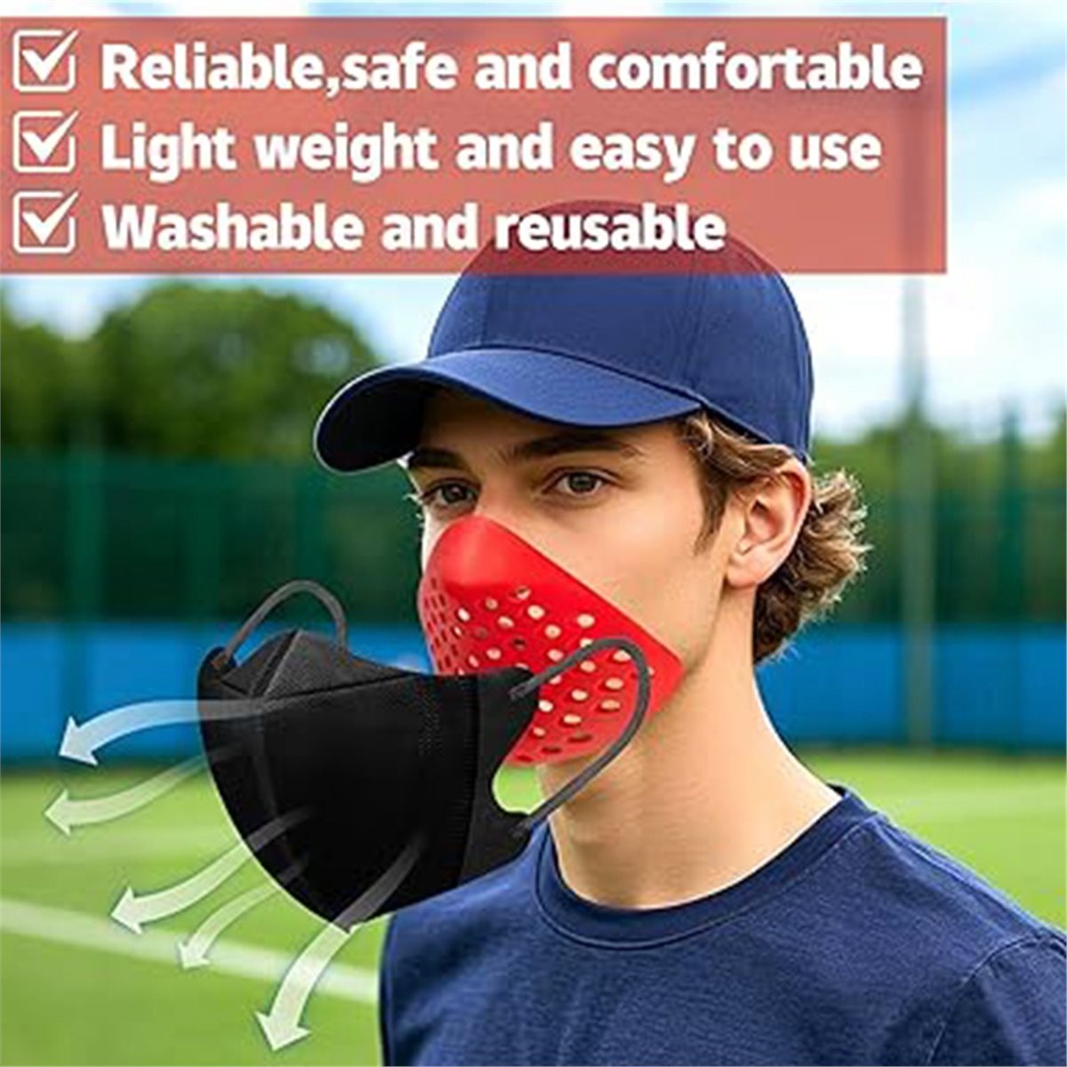 Silicone Mask Bracket - 便利な4個入り3Dシリコンマスクインナーブラケット、ハロウィン用シリコンフェイスシェル、ハロウィンコスプレ用マスクフェイスフレームサポート ブラック