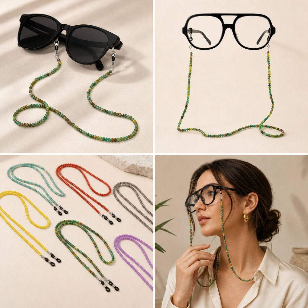 軽量カラーガラスメガネチェーン ヴィンテージ手作りビーズ メ - Mask Lanyard Adjustable のレビューと価格