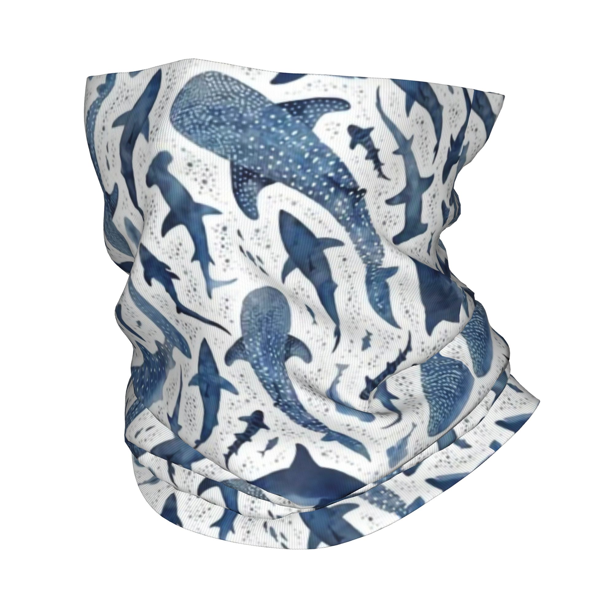 カスタムブルー水彩画サメ柄バンダナネックゲイター防風フェイス - Neck Gaiter Face Cover のレビューと価格